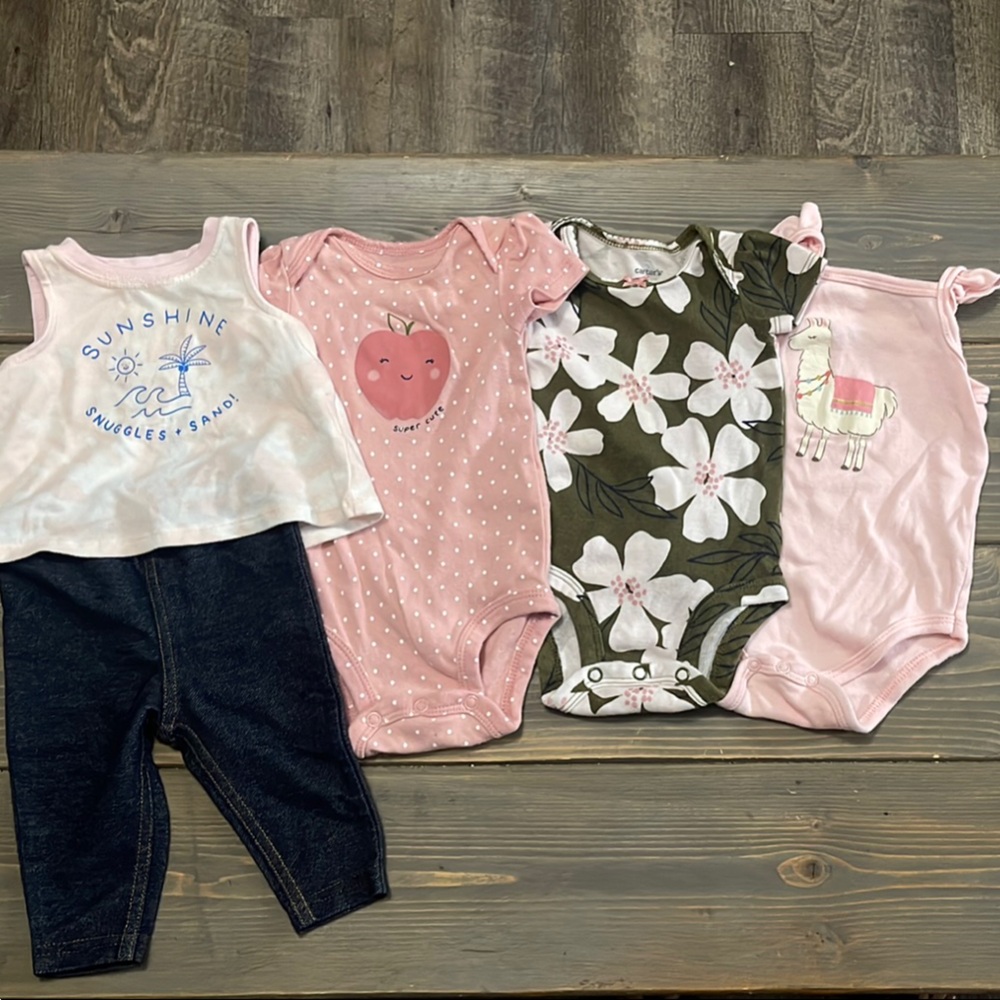 Pink and Floral Baby Onesies and legging Set